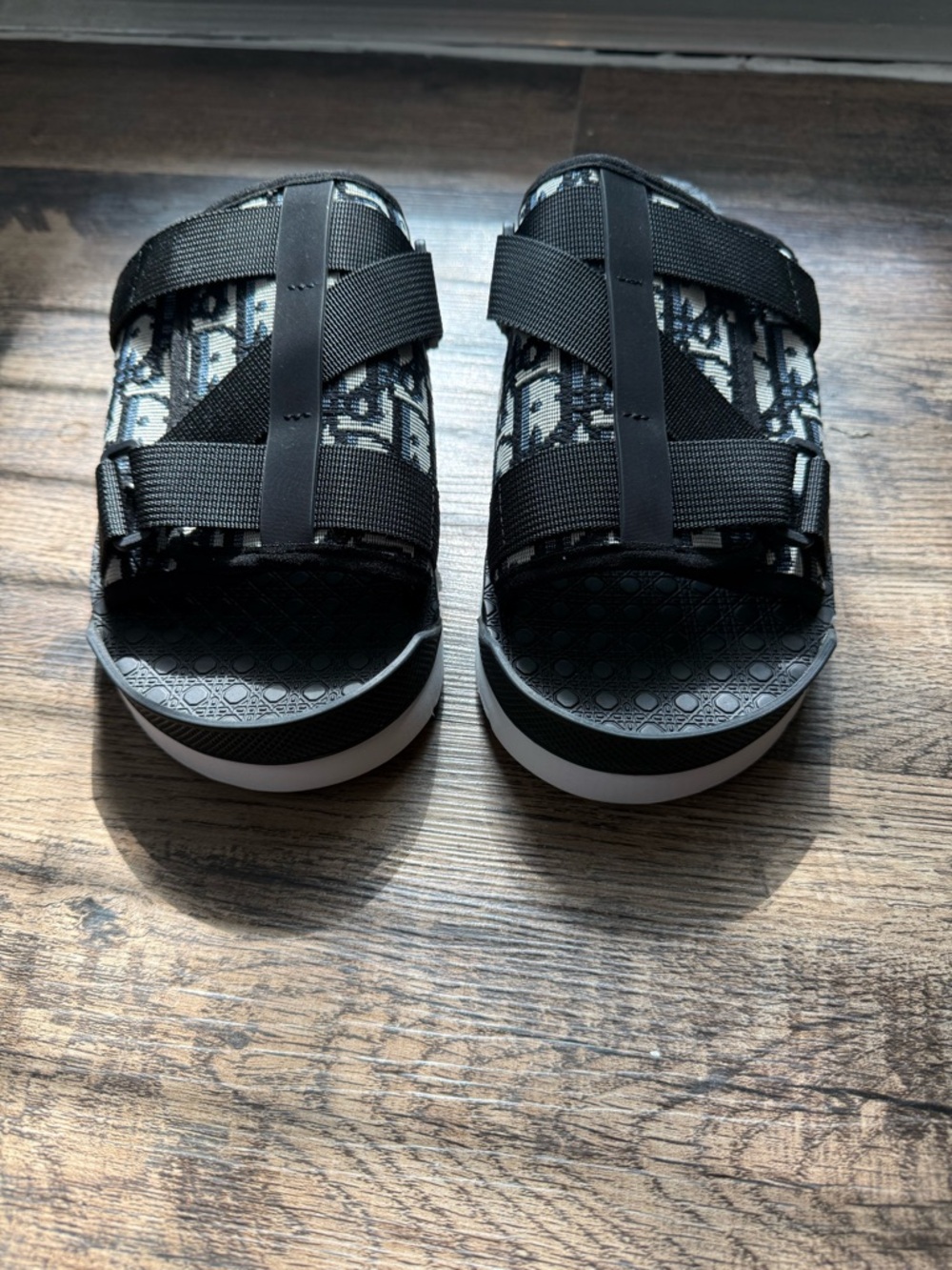 Dior Black Logo Canvas Slide Sandals